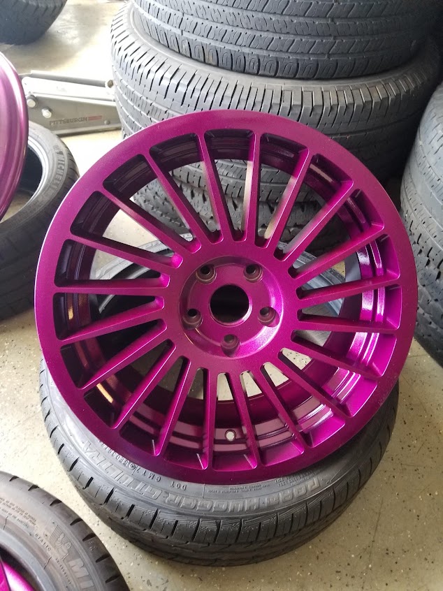 Wheels and tires stacked together